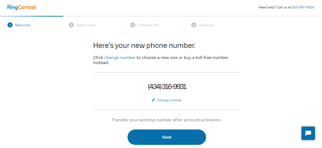 How RingCentral works: Selecting a specific number when signing up for RingCentral