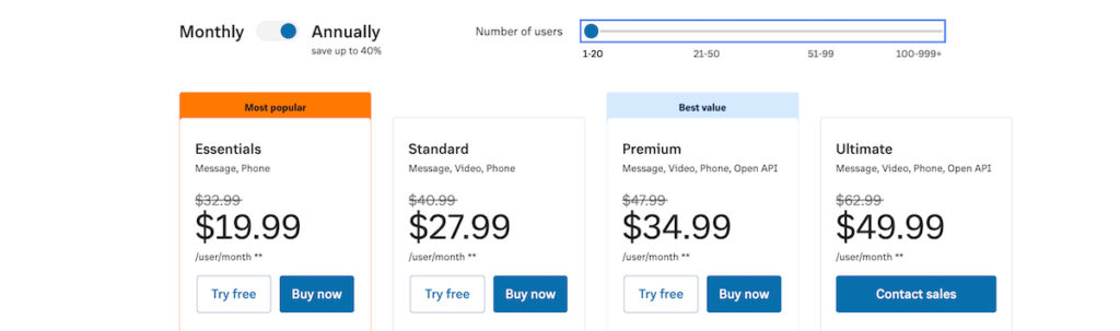 Small business cell phone plans: RingCentral pricing