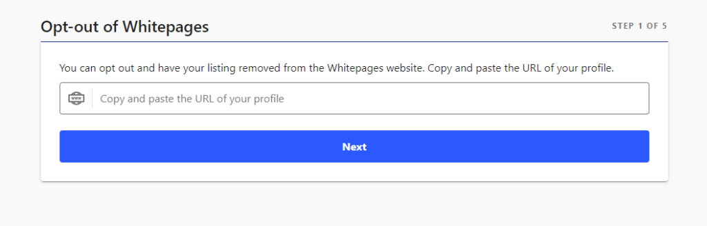 Opting out of personal number being shown on the Whitepages website