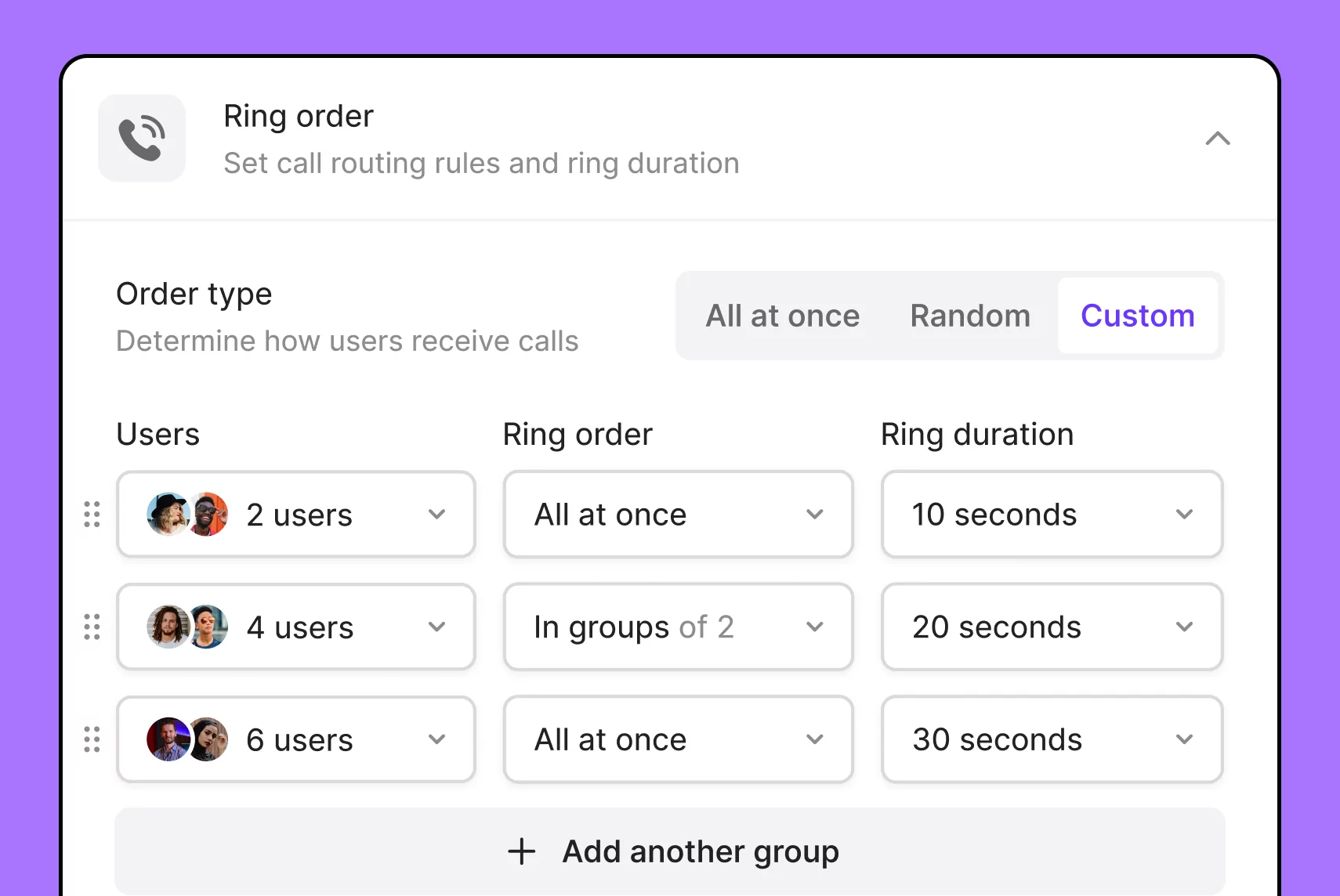 Using ring order in OpenPhone