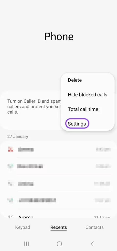 Turn off call forwarding: Phone settings in Android device
