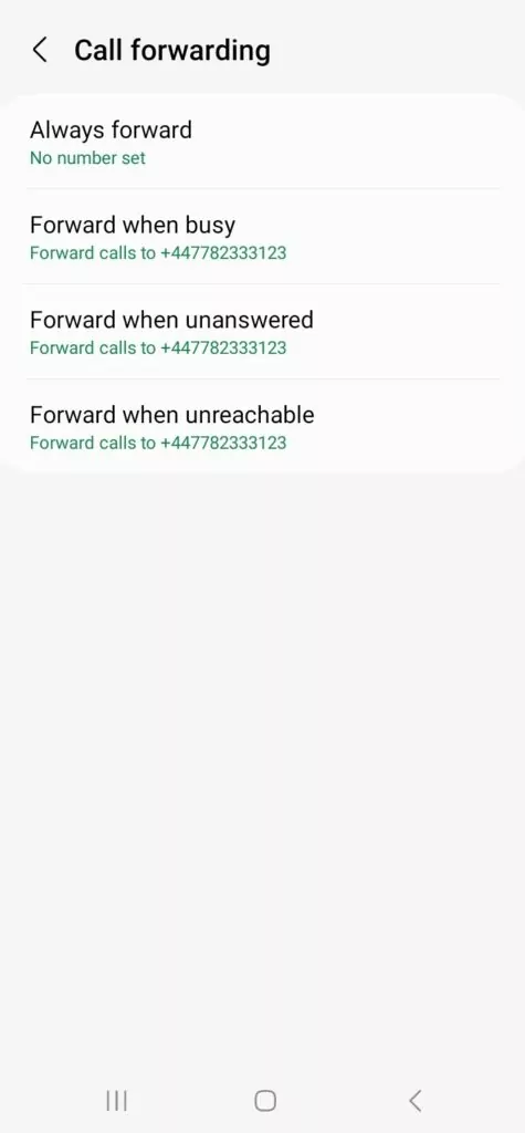Turn off call forwarding: Call forwarding options in Android
