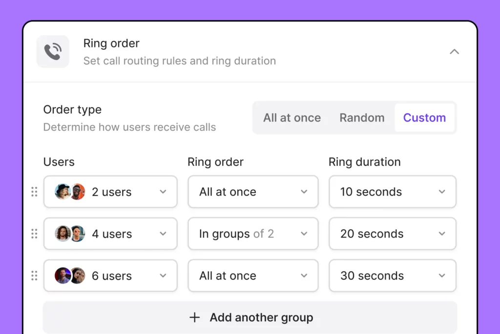 Call flows: setting up ring order in OpenPhone