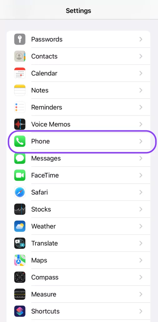 Turn off call forwarding: Access call forwarding settings for an iPhone