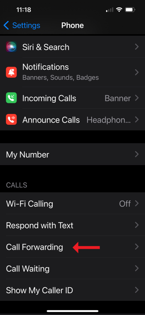 Call forwarding iphone step 3