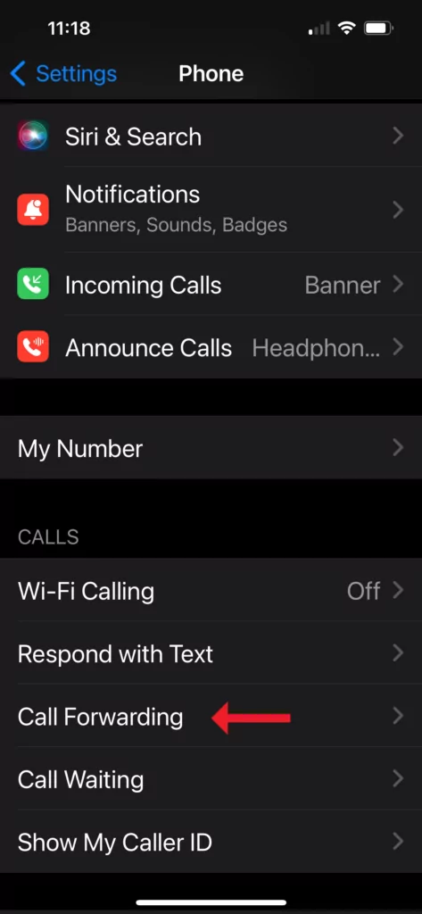 Call forwarding iphone step 3