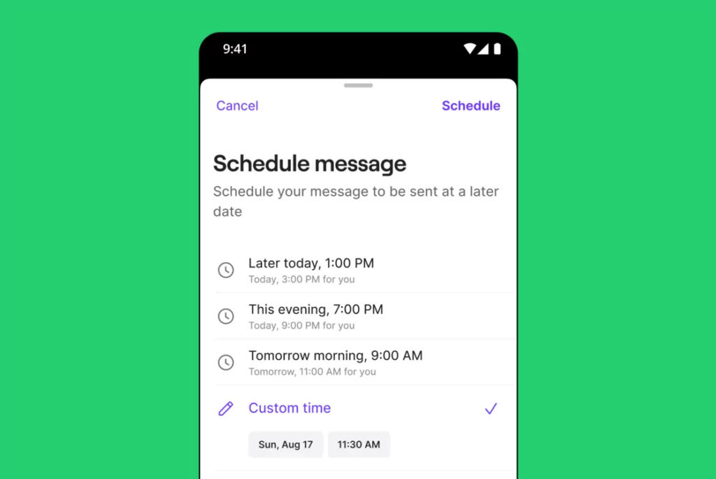 Scheduling messages in OpenPhone