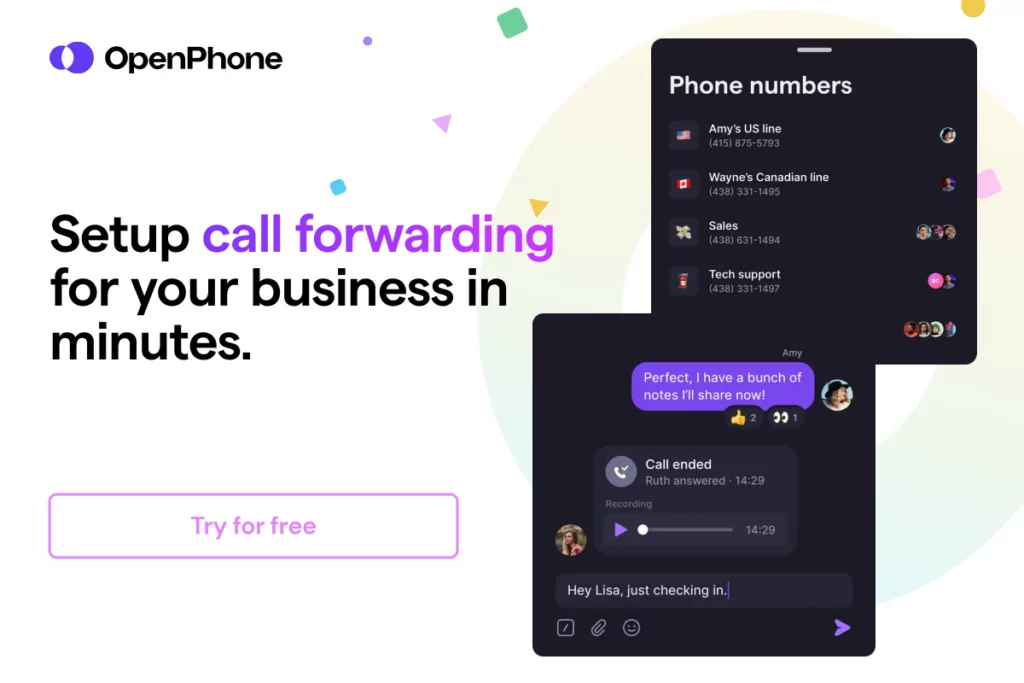 setup call forwarding for your business with OpenPhone