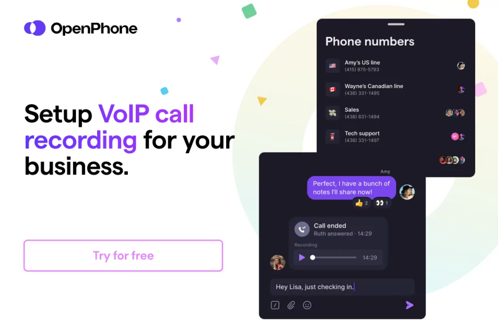 setup VoIP call recording for your business with OpenPhone