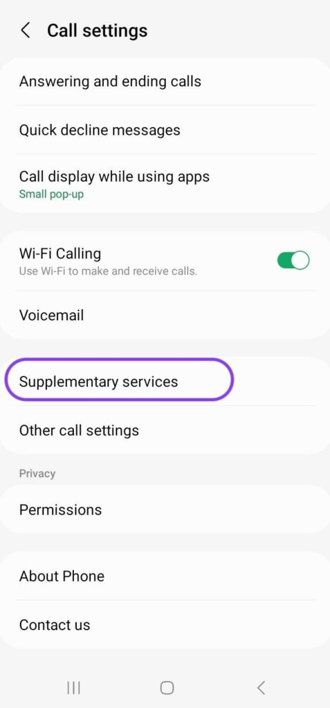 Conditional call forwarding Android step 3