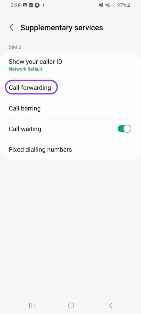 Conditional call forwarding Android step 4