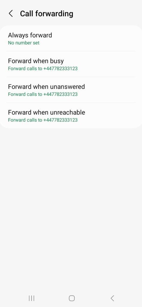 Conditional call forwarding Android step 5
