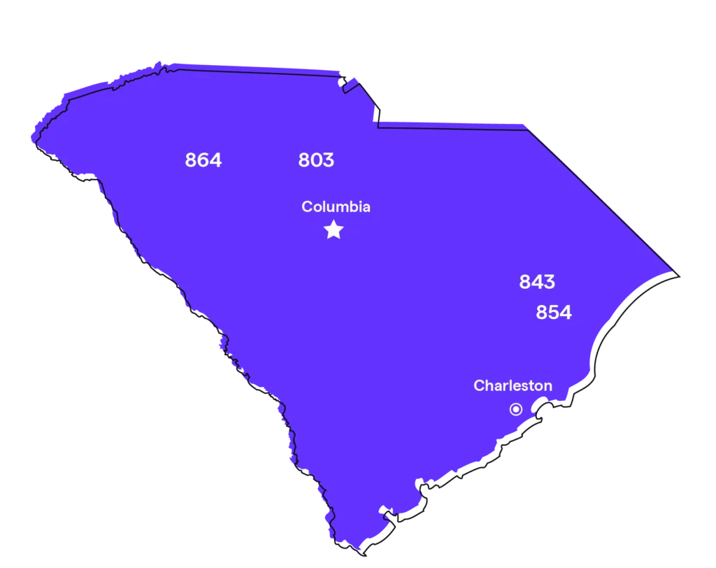 South Carolina (SC) Phone Numbers: Area Codes 843, 803, 864, 854